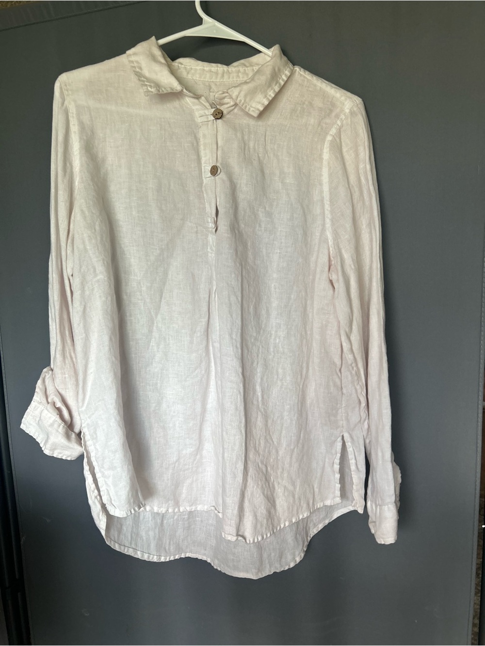 Sigrid Olsen Pale Pink Linen Button-Top Casual Shirt